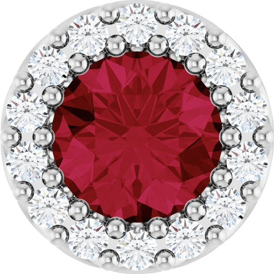 14K Yellow Or White Gold Round 5Mm I1, G-H Polished Lab-Grown Gemstone And 1/10 Ctw Natural Diamond Halo-Style Pendant