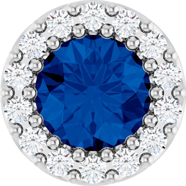 14K Yellow Or White Gold Round 5Mm I1, G-H Polished Lab-Grown Gemstone And 1/10 Ctw Natural Diamond Halo-Style Pendant