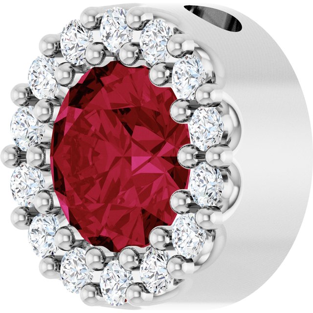 14K Yellow Or White Gold Round 5Mm I1, G-H Polished Lab-Grown Gemstone And 1/10 Ctw Natural Diamond Halo-Style Pendant