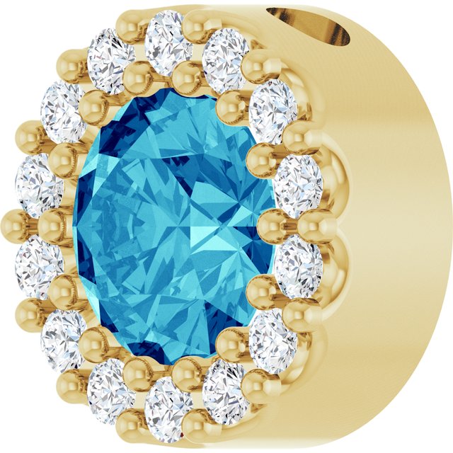 14K Yellow Or White Or Rose Gold Round I1, G-H Polished Natural Gemstone And Natural Diamond Halo-Style Pendant
