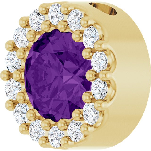 14K Yellow Or White Or Rose Gold Round I1, G-H Polished Natural Gemstone And Natural Diamond Halo-Style Pendant