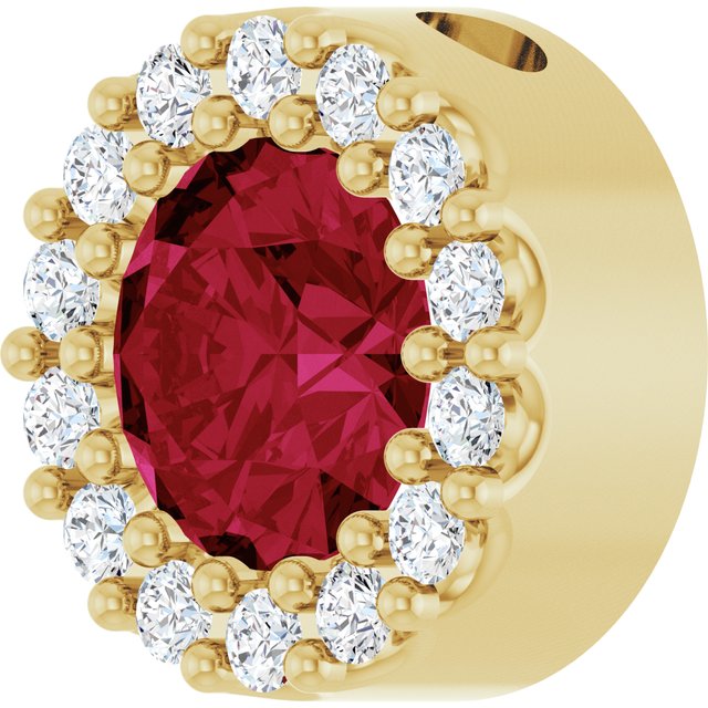 14K Yellow Or White Gold Round 5Mm I1, G-H Polished Lab-Grown Gemstone And 1/10 Ctw Natural Diamond Halo-Style Pendant