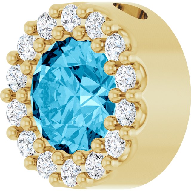 14K Yellow Or White Or Rose Gold Round I1, G-H Polished Natural Gemstone And Natural Diamond Halo-Style Pendant