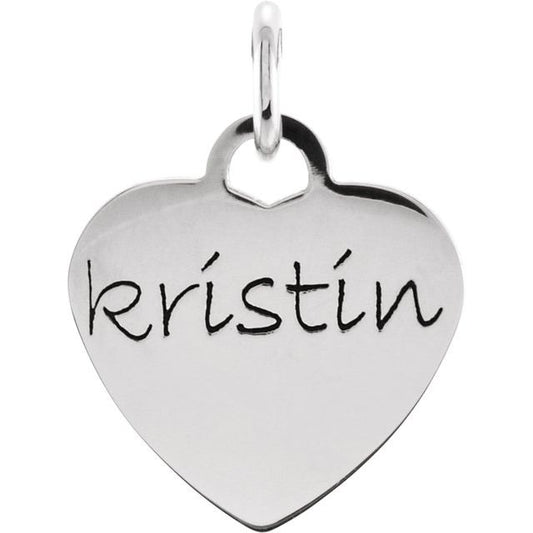 14K White Or Rose Gold 16 X 15 Mm Polished Posh Mommy Engravable Heart Pendant