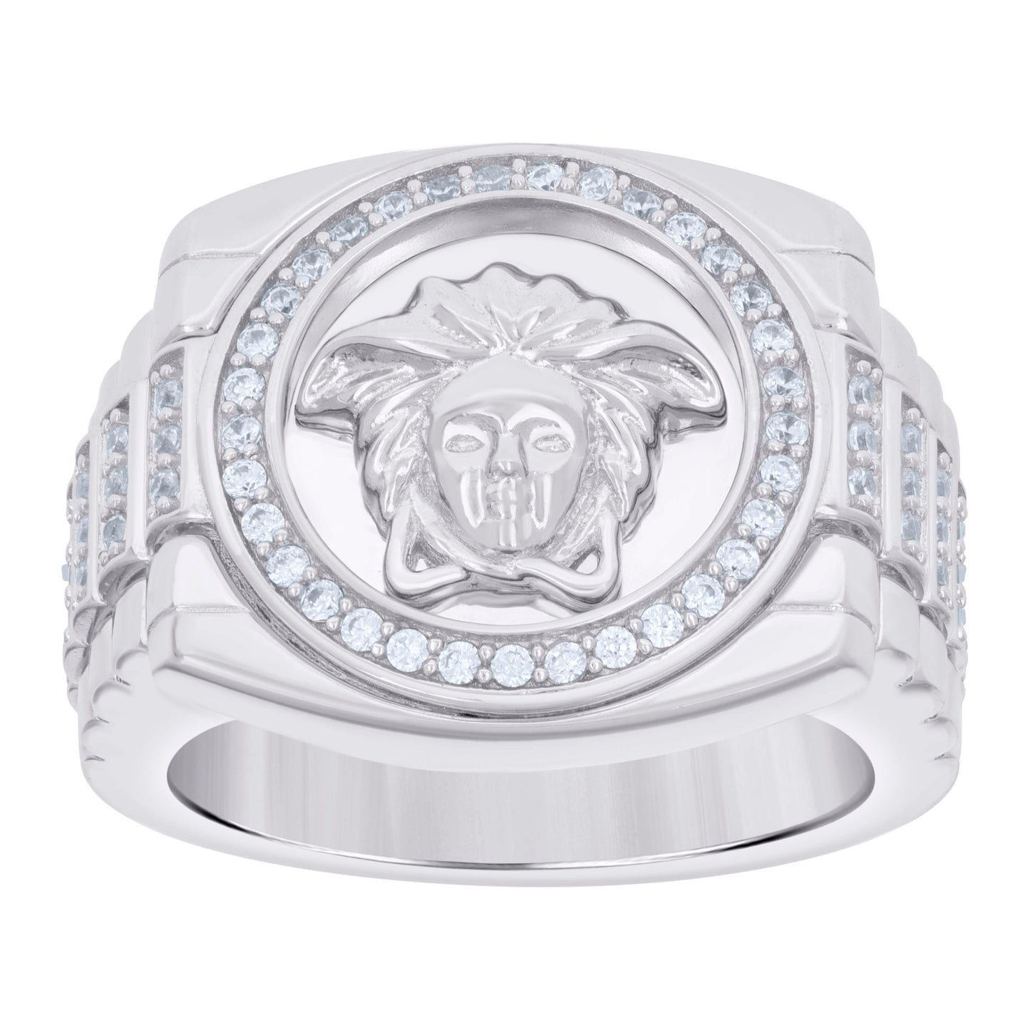 Sterling Silver Mens Cubic-Zirconia Medusa Egyptian Fashion Bridal Anniversary Wedding Engagement Band Ring