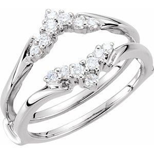 14K White Gold Round 1.7 Mm Polished 1/4 Ctw Natural Diamond Ring Guard Size 6