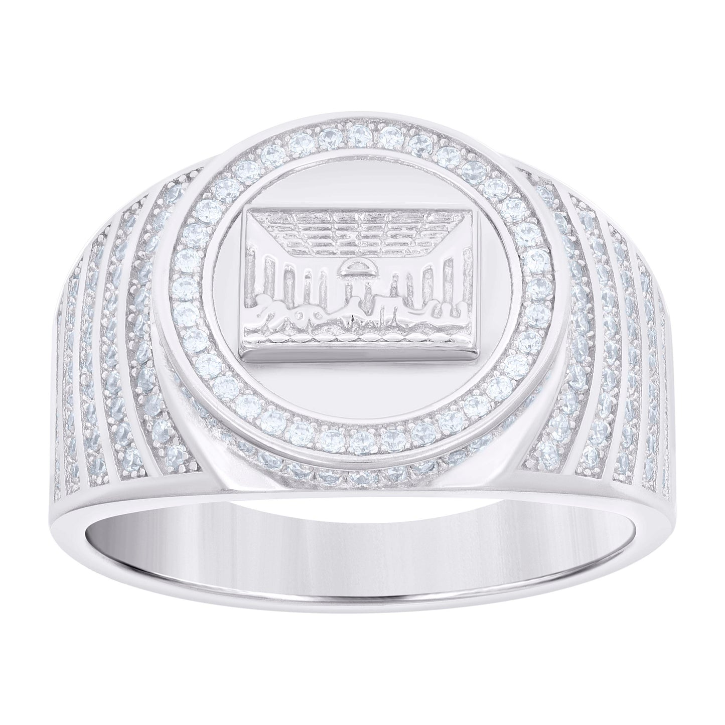 Sterling Silver Men's Cubic-Zirconia Last Supper Religious Bridal Anniversary Wedding Engagement Band Ring