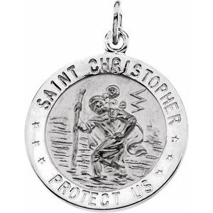 Sterling Silver Polished St. Christopher Medal