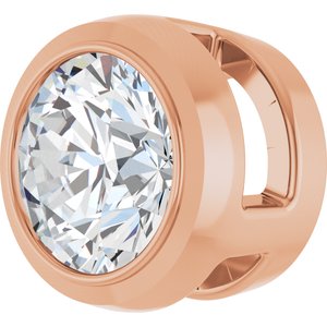14K Rose Gold Round 4.4Mm Gh Si1-Si2 1/3 Ct Lab Grown Diamond Bezel-Set Pendant Slide