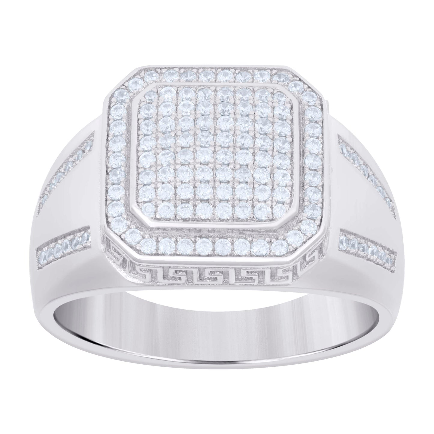 Sterling Silver Men's Cubic-Zirconia Fashion Bridal Anniversary Wedding Engagement Band Ring