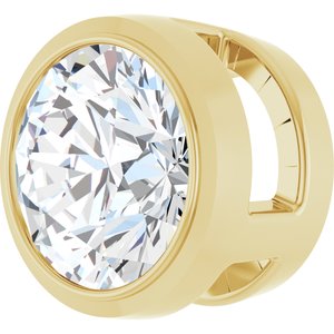 14K Yellow Gold Round 5.2Mm Gh Si1-Si2 1/2 Ct Lab Grown Diamond Bezel-Set Pendant Slide