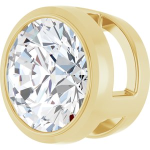 14K Yellow Gold Round 6Mm Gh Si1-Si2 3/4 Ct Lab-Grown Diamond Bezel Pendant Slide