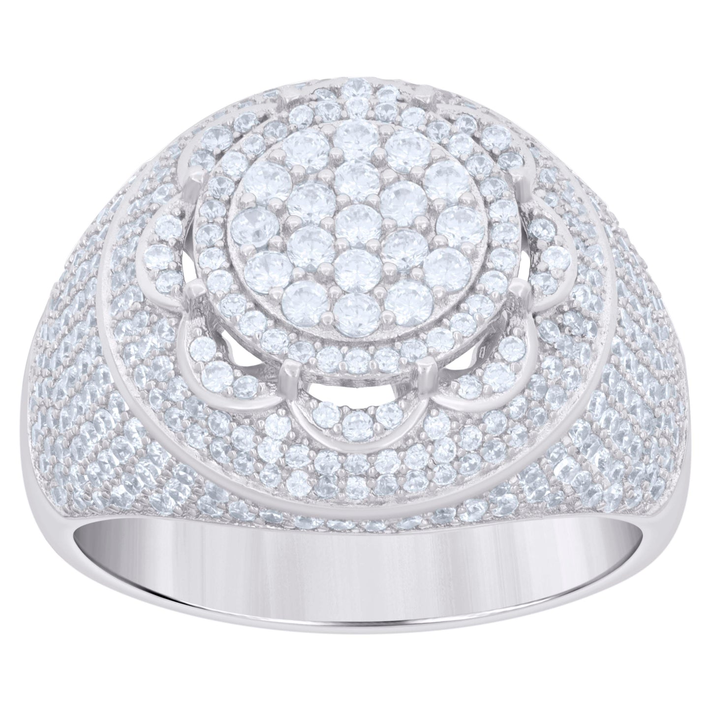 Sterling Silver Men's Cubic-Zirconia Fashion Bridal Anniversary Wedding Engagement Band Ring