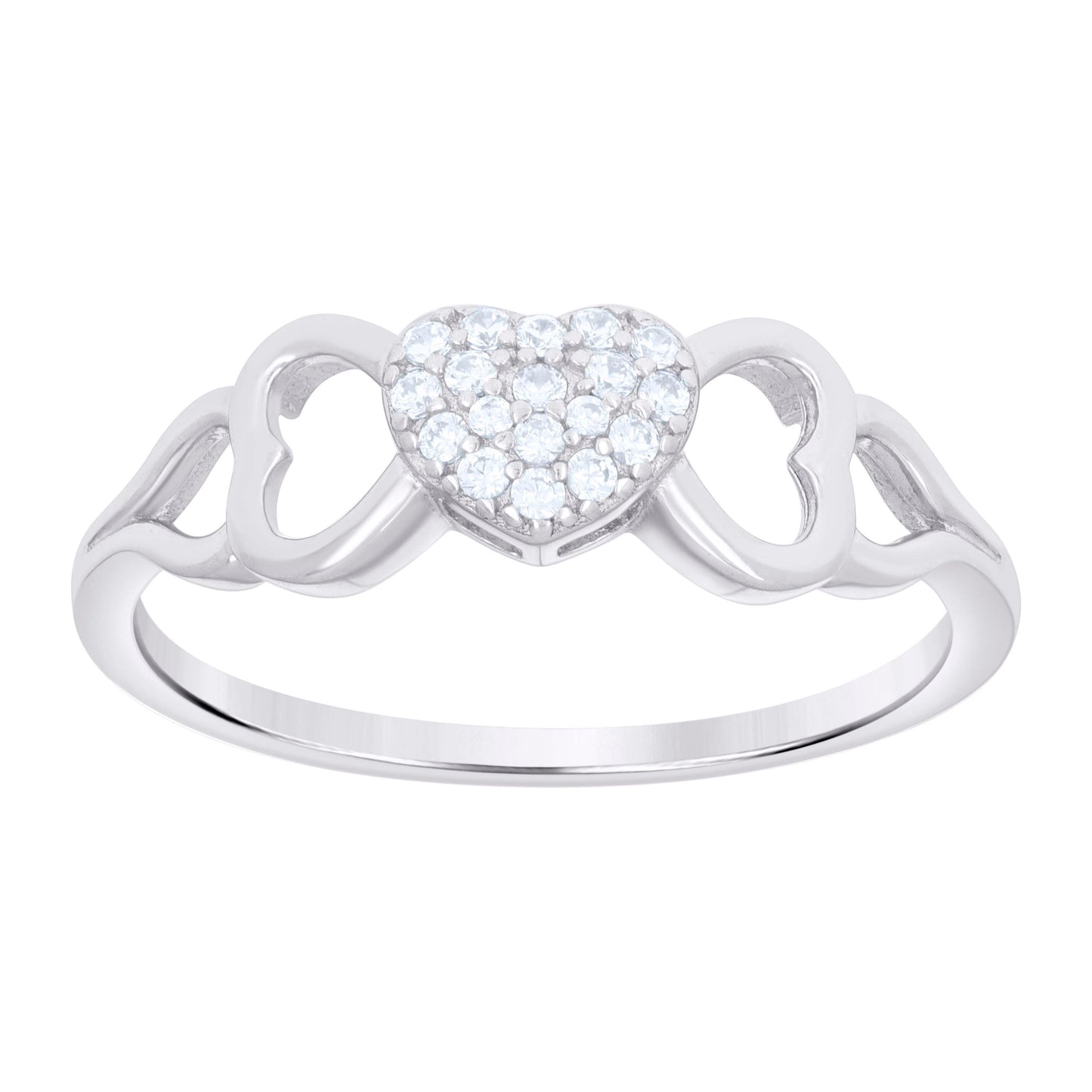 Sterling Silver Womens Cubic-Zirconia Bow Heart Bridal Anniversary Wedding Engagement Band Ring