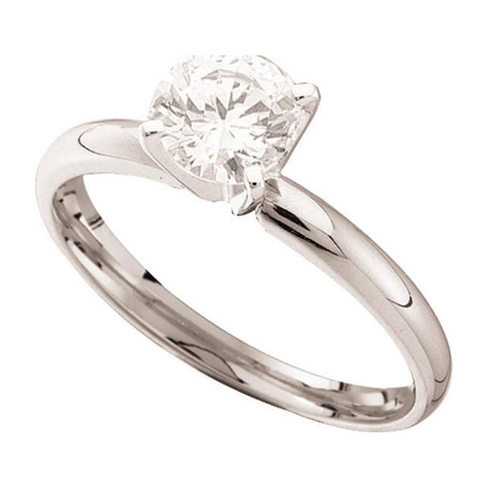 14K White Gold Womens Round Diamond Solitaire Bridal Wedding Engagement Ring 1/2 Cttw, Womens Size: 5-10