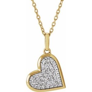 14K Yellow Gold Round 1.3Mm G-H I1 1/4 Ctw Natural Diamond Heart Necklace, Length: 18 In
