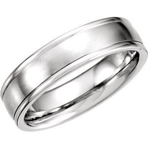 14K White Gold 5 Mm Polished Band With Satin Finish Size 8