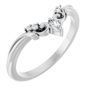 Platinum Marquise 3.5 X 1.75 Mm Polished .08 Ctw Natural Diamond Contour Band Size 7