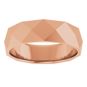 18K Yellow Or White Or Rose Gold Geometric Faceted Flat Band