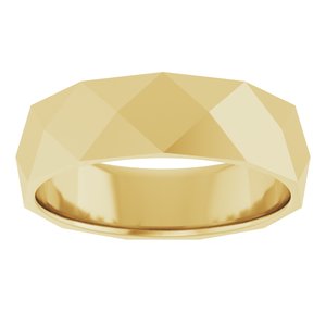 18K Yellow Or White Or Rose Gold Geometric Faceted Flat Band