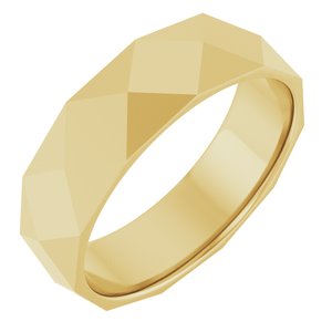 18K Yellow Or White Or Rose Gold Geometric Faceted Flat Band