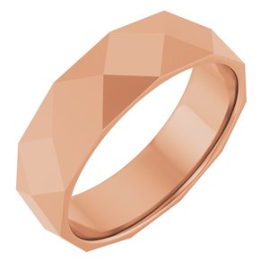 18K Yellow Or White Or Rose Gold Geometric Faceted Flat Band