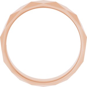 18K Yellow Or White Or Rose Gold Geometric Faceted Flat Band