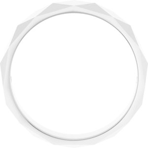 14K White Gold Polished Diamond Pattern Wedding Band
