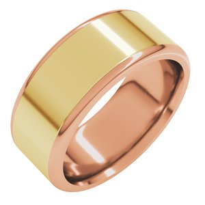 14K Yellow Or White Or Rose Gold Round Edge Flat Band