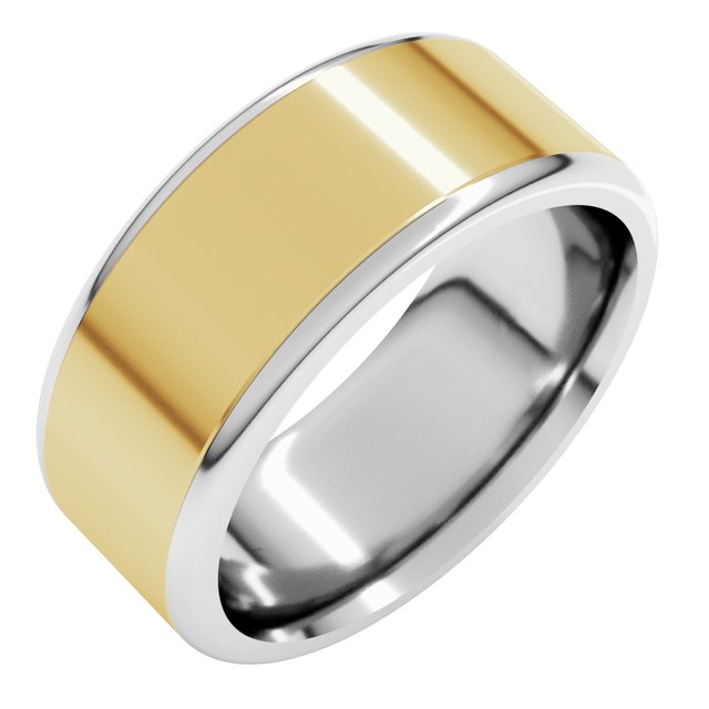 14K Yellow/White Or White/Yellow Gold Standard Comfort Fit With Round Edge Flat Band