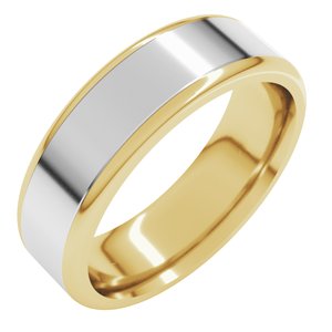 14K Yellow/White Gold  6 Mm  Flat Comfort Fit With Round Edge Band Size 9.5