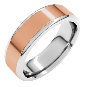 14K White/Rose Gold 6 Mm Flat Comfort Fit With Round Edge Band Size 12.5