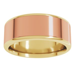 14K Yellow Or White Or Rose Gold Round Edge Flat Band