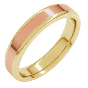 14K Yellow Or White Or Rose Gold Round Edge Flat Band