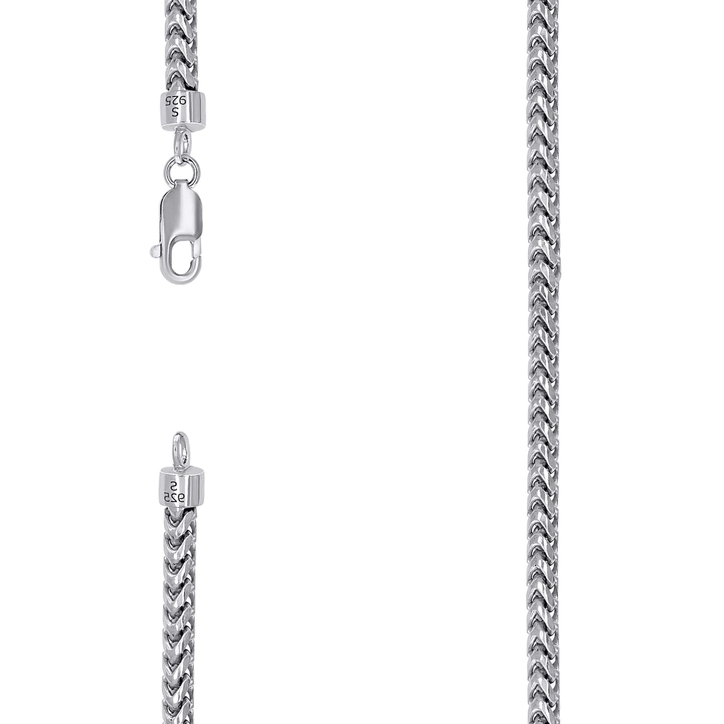 Sterling Silver Or Rhodium Plated Solid Franco Chain