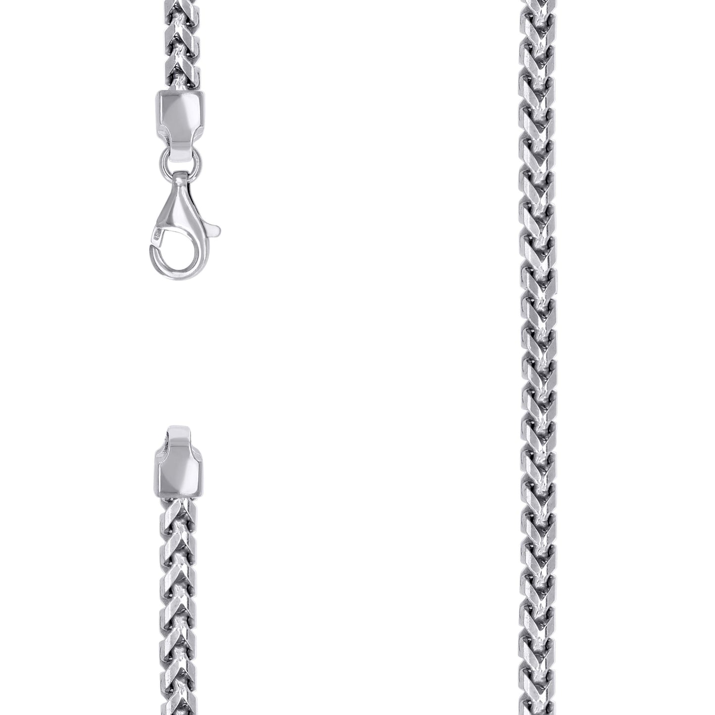 Sterling Silver Or Rhodium Plated Solid Franco Chain
