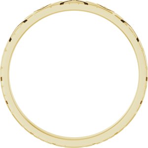 14K Yellow Gold 2 Mm Polished Art Deco Patterned Band Size 7