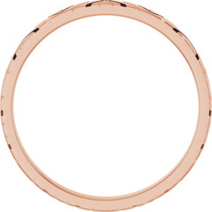 14K Rose Gold 2 Mm Polished Art Deco Patterned Band Size 8