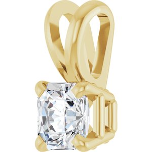 14K Yellow Gold Asscher 4 X 4Mm Ghi I1 1/3 Ct Natural Diamond 4-Prong Pendant