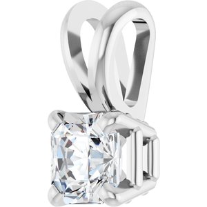 14K White Gold Asscher 4 X 4Mm Ghi I1 1/3 Ct Natural Diamond 4-Prong Pendant