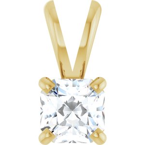 14K Yellow Gold Asscher 4 X 4Mm Ghi I1 1/3 Ct Natural Diamond 4-Prong Pendant