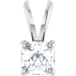 14K White Gold Asscher 4 X 4Mm Ghi I1 1/3 Ct Natural Diamond 4-Prong Pendant