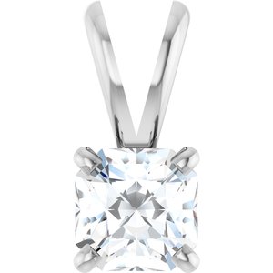 14K White Gold Asscher 4.5 X 4.5Mm Ghi I1 1/2 Ct Natural Diamond 4-Prong Pendant