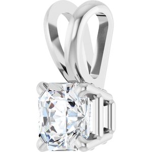 14K White Gold Asscher 4.5 X 4.5Mm Ghi I1 1/2 Ct Natural Diamond 4-Prong Pendant