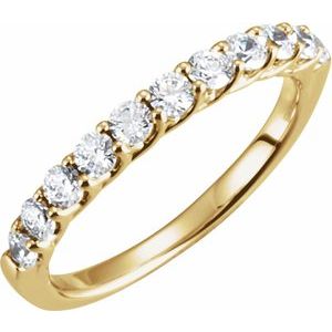 14K Yellow Gold Round 2.5 Mm 5/8 Ctw Natural Diamond Matching Band Size 7