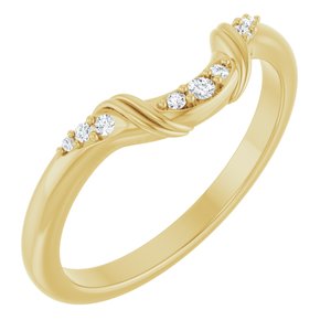 14K Yellow Gold Round Polished .05 Ctw Natural Diamond Contour Band Size 7