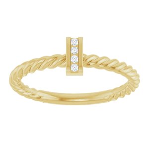 14K Yellow Gold Round  1.2 Mm Polished .03 Ctw Natural Diamond Rope Ring Size 7