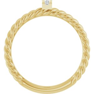 14K Yellow Gold Round  1.2 Mm Polished .03 Ctw Natural Diamond Rope Ring Size 7