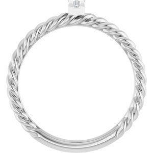 14K White Gold Round 1.2 Mm Polished .03 Ctw Natural Diamond Rope Ring Size 7