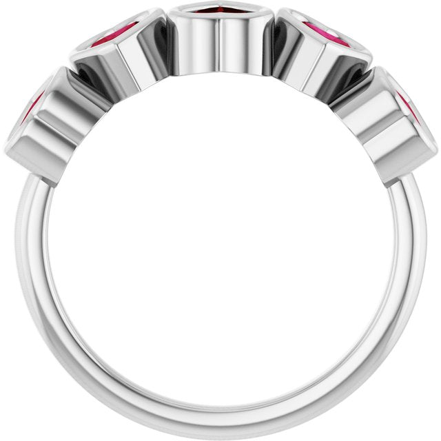 14K Yellow Gold Or Sterling Silver Heart 4 X 4 Mm Polished Natural Mozambique Garnet Bezel Set Ring, Size 7